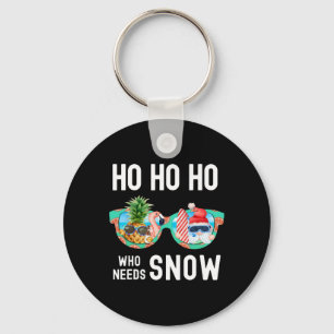 Palm Tree Santa Surfing Summer Vacation Christmas Key Ring