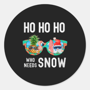 Palm Tree Santa Surfing Summer Vacation Ho Ho Ho C Classic Round Sticker