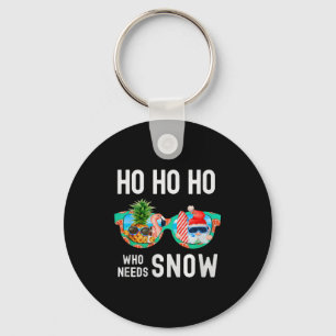 Palm Tree Santa Surfing Summer Vacation Ho Ho Ho C Key Ring