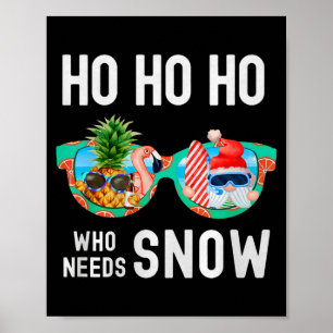 Palm Tree Santa Surfing Summer Vacation Ho Ho Ho C Poster