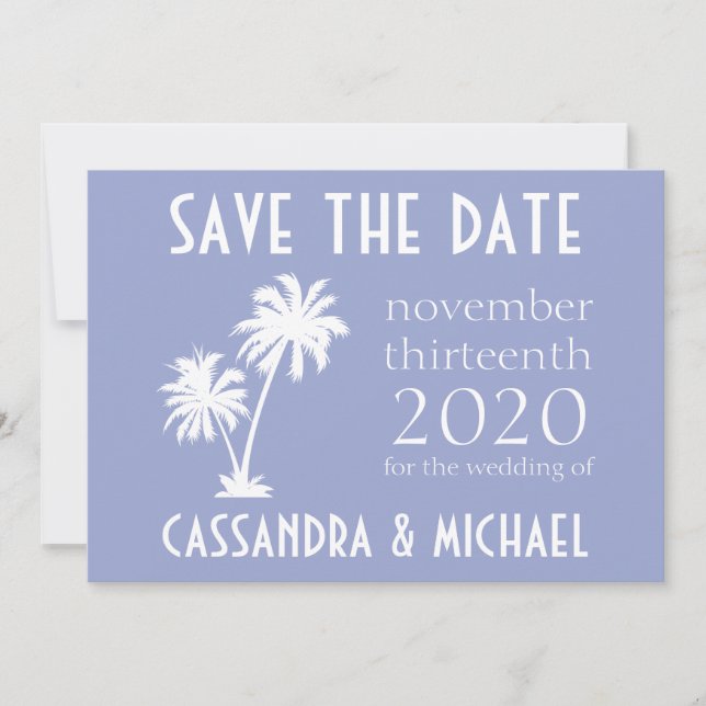 Palm Tree Save The Date (Purple) (Front)