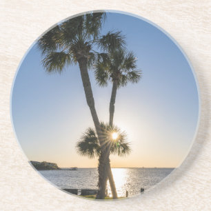 Palm Tree Scissors Silhouette Coaster