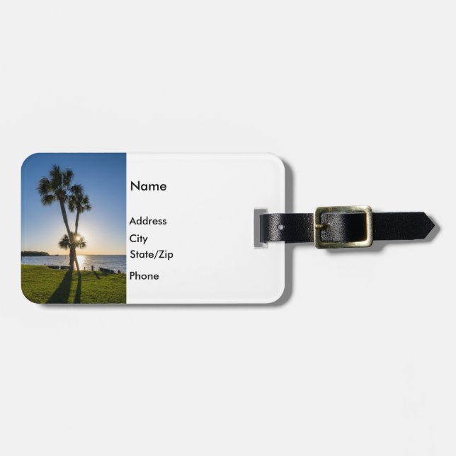 Palm Tree Scissors Silhouette Luggage Tag (Front Horizontal)