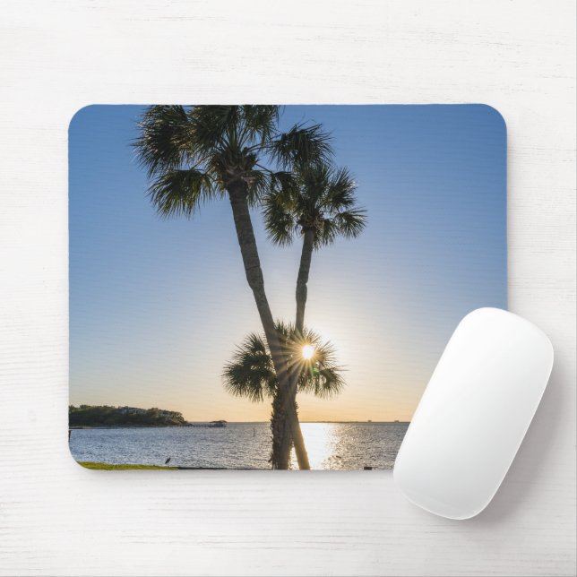 Palm Tree Scissors Silhouette Mouse Pad (With Mouse)