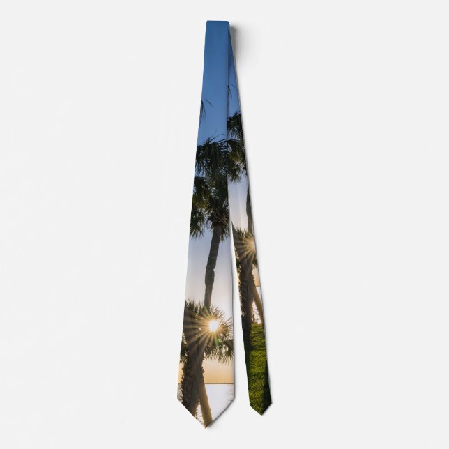 Palm Tree Scissors Silhouette Neck Tie (Front)