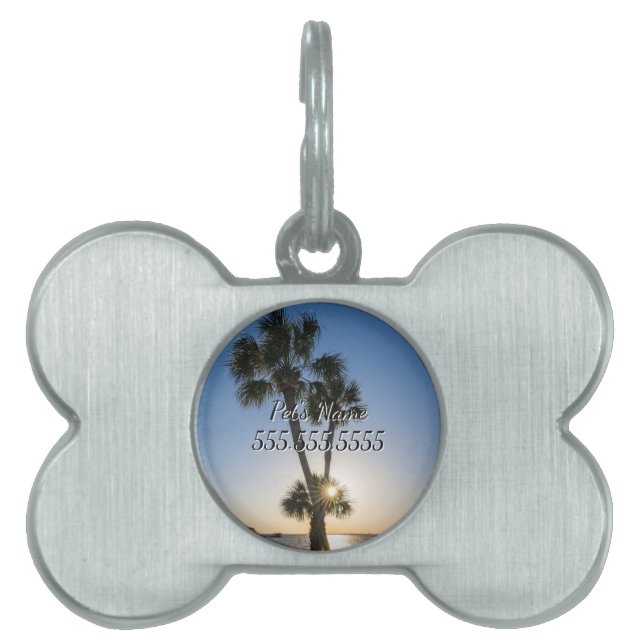 Palm Tree Scissors Silhouette Pet Tag (Front)
