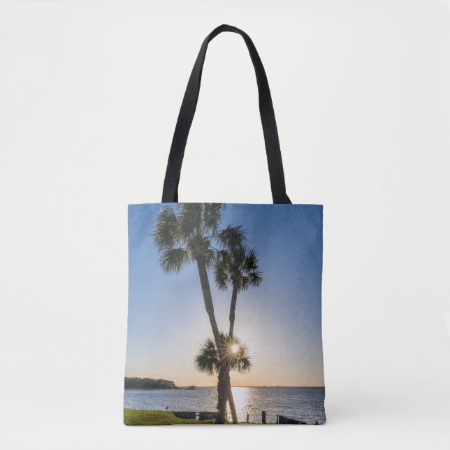 Palm Tree Scissors Silhouette Tote Bag (Front)
