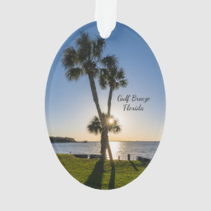 Palm Tree Scissors SilhouetteOval Ornament