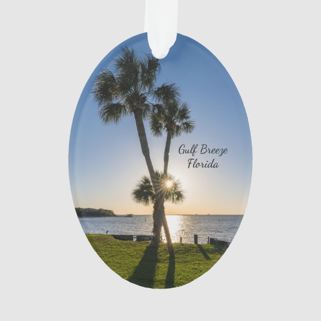 Palm Tree Scissors SilhouetteOval Ornament (Back)