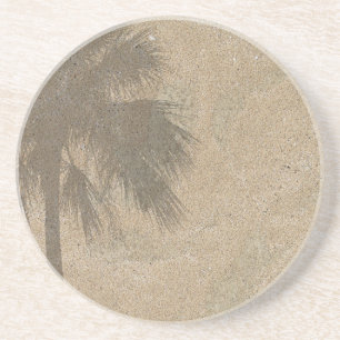 Palm Tree Shadow on Beach Sand Background - Palms Coaster