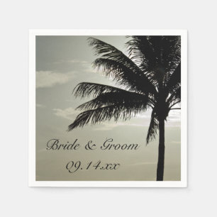 Palm Tree Silhouette Beach Wedding Napkin