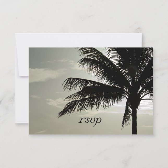 Palm Tree Silhouette Beach Wedding RSVP Response (Front)