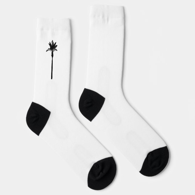 Palm Tree Silhouette Coastal Travel West Coast Fun Socks (Right)