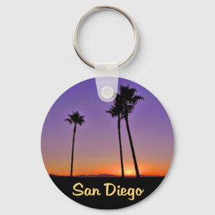 Palm Tree Silhouette In San Diego Key Ring
