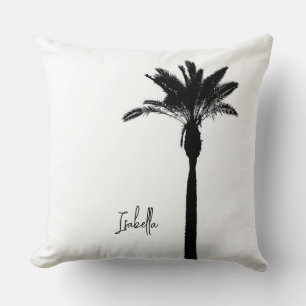 Palm Tree Silhouette NAME Travel Coastal Chic Cushion