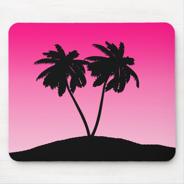 Palm Tree Silhouette on Dawn Pink Mouse Pad (Front)