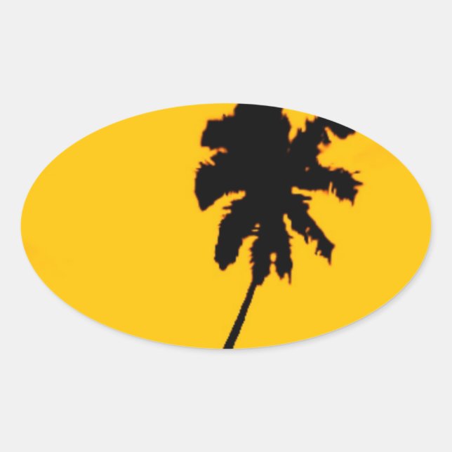 Palm Tree Silhouette Oval Sticker (Front)
