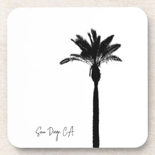 Palm Tree Silhouette San Diego CA Own Text Coaster