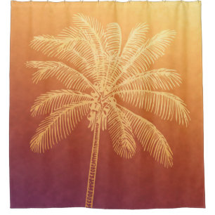 palm tree silhouette tropical sunset ombre shower curtain