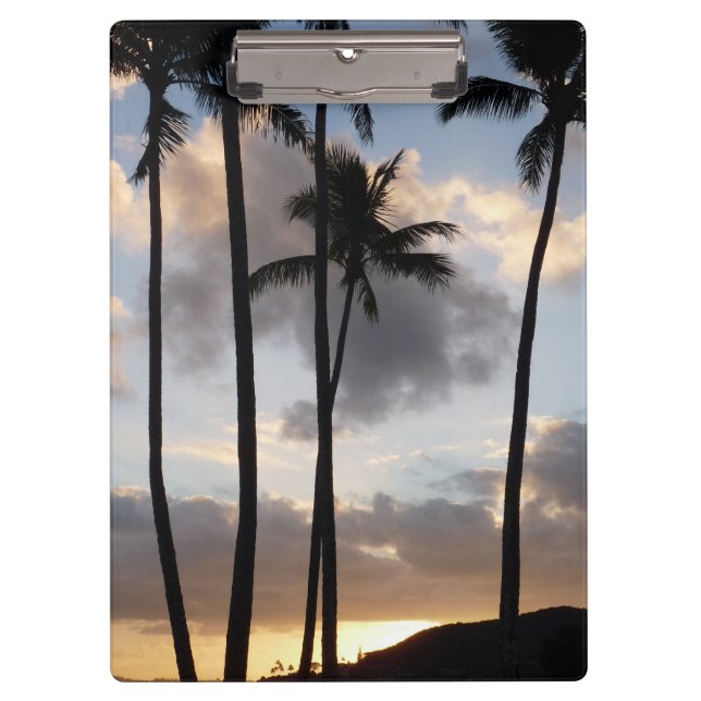 Palm Tree Silhouettes in Hawaii Clipboard (Front)