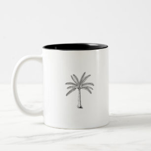 Palm Tree Sketch Black Two-Tone Coffee Mug