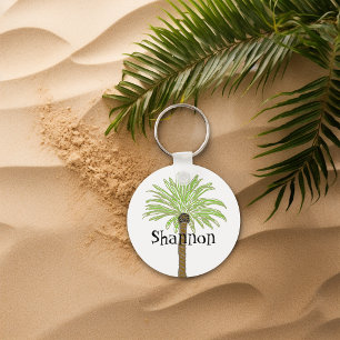 Palm Tree Sketch Key Ring
