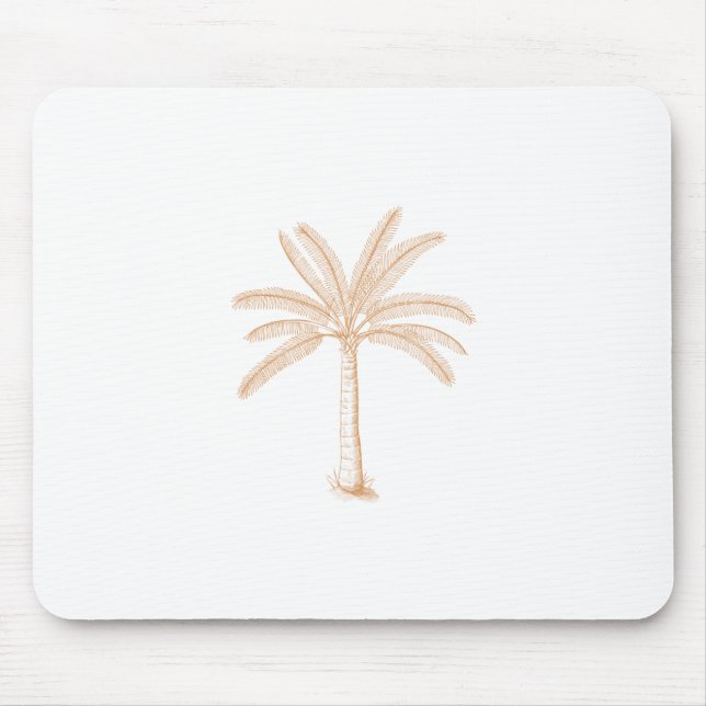 Palm Tree Sketch Tan Mouse Pad (Front)