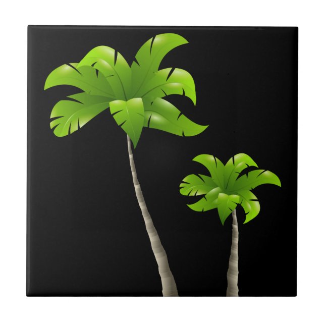Palm Tree Small (4.25" x 4.25") Ceramic Photo Tile (Front)