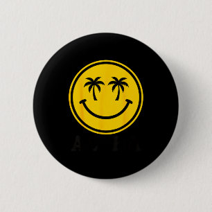 Palm tree smile aloha hawaii beach summer ocean 6 cm round badge