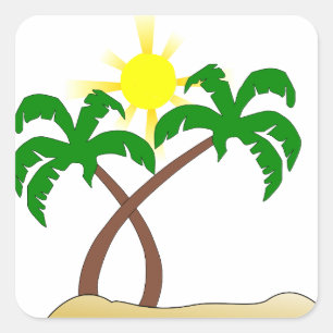 Palm Tree Square Stickers