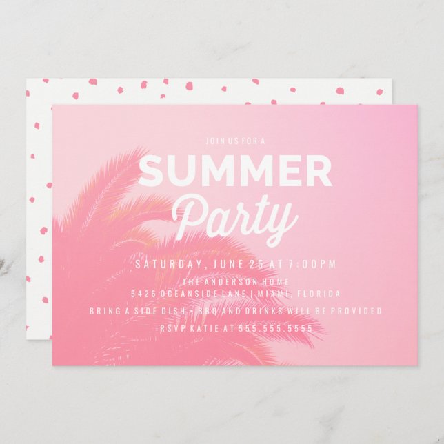 Palm Tree Summer Party Invitations (Front/Back)