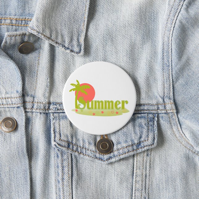 Palm Tree Summer with Sun and Beach 7.5 Cm Round Badge (Creator Uploaded)