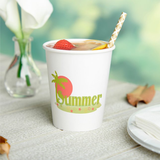 Palm Tree Summer with Sun and Beach Paper Cups (Creator Uploaded)