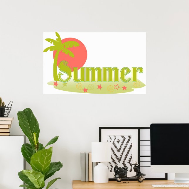 Palm Tree Summer with Sun and Beach Poster (Creator Uploaded)