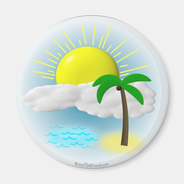 Palm Tree, Sun and Beach Magnet (Front)