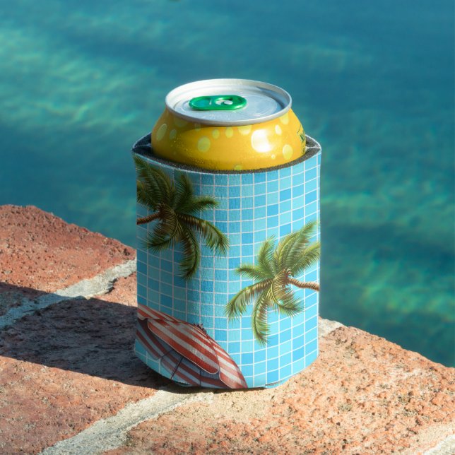 Palm Tree Sun Umbrella Summer Can Cooler (In Situ Pool)