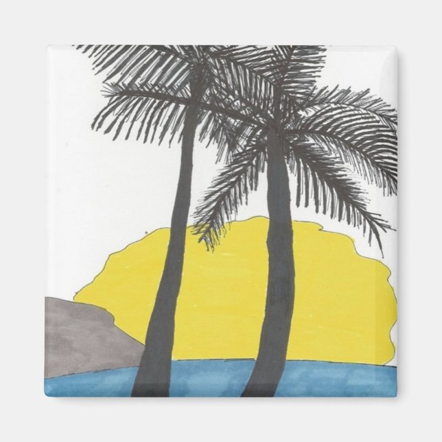 Palm Tree Sunrise Magnet (Front)