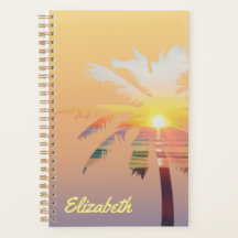 Palm Tree Sunrise Personalised Planner