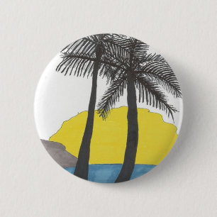 Palm Tree Sunrise Silhouette 6 Cm Round Badge