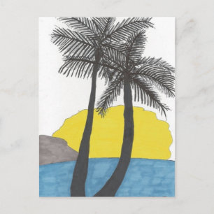 Palm Tree Sunrise Silhouette Postcard
