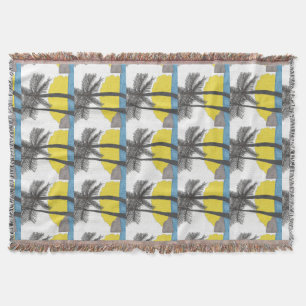 Palm Tree Sunrise Silhouette Throw Blanket