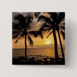 Palm tree sunset 15 cm square badge