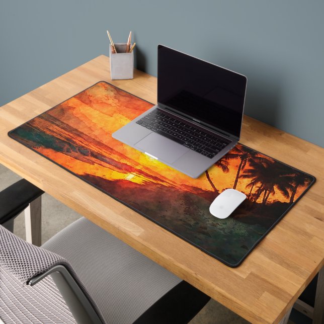 Palm Tree Sunset Beach Desk Mat (Office 2)
