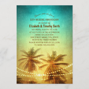 Palm Tree Sunset Beach Themed Bridal Shower Invitation