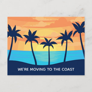 Palm Tree Sunset Change of Address Beach Moving Announcement Postcard