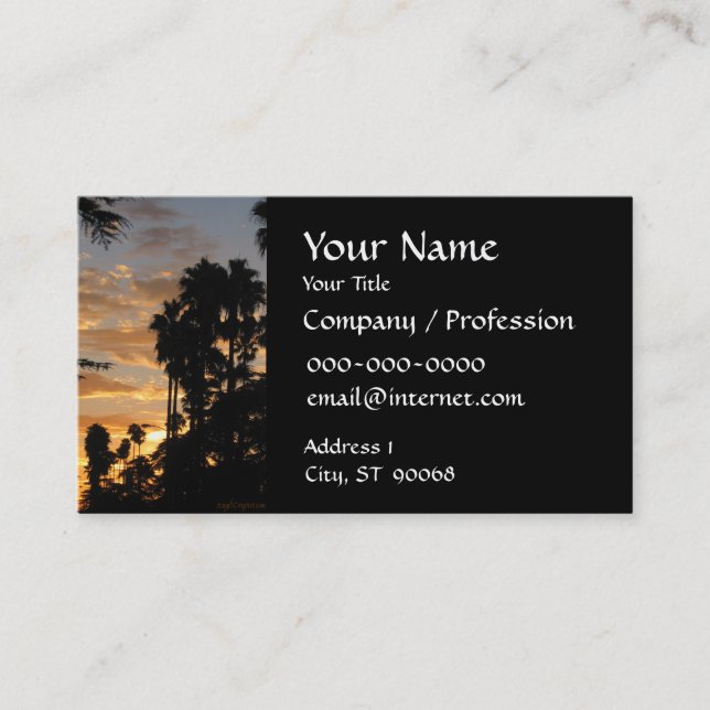 Palm Tree Sunset Custom Business Card (Front)