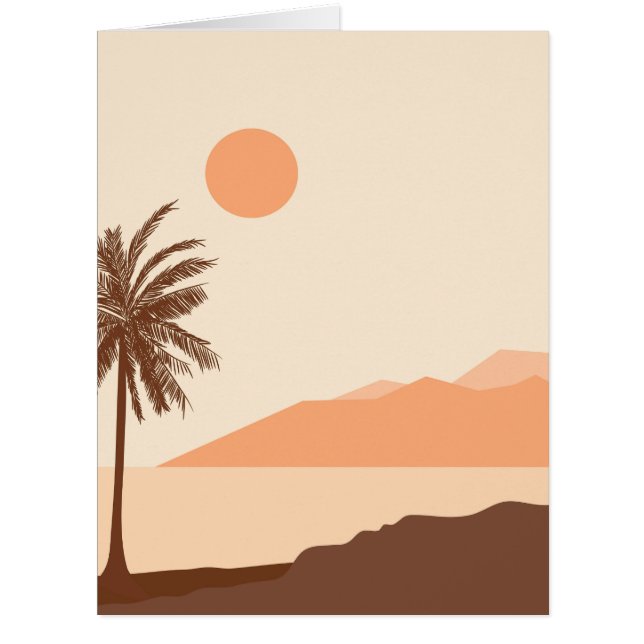 Palm Tree Sunset, Island, Boho Abstract Art (Front)