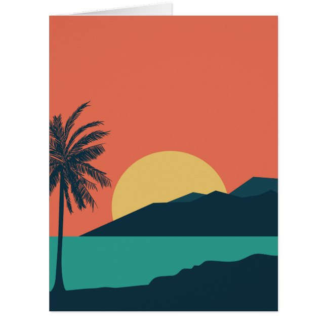 Palm Tree Sunset, Island, Boho Abstract Art (Front)