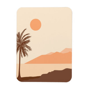 Palm Tree Sunset, Island, Boho Abstract Art Magnet