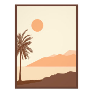Palm Tree Sunset, Island, Boho Abstract Art Photo Print